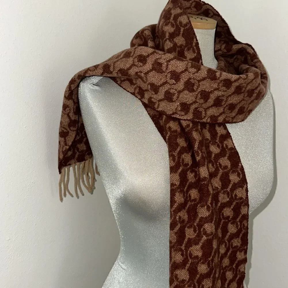 Vintage Elgin lambswool cashmere made in Scotland scarf brown